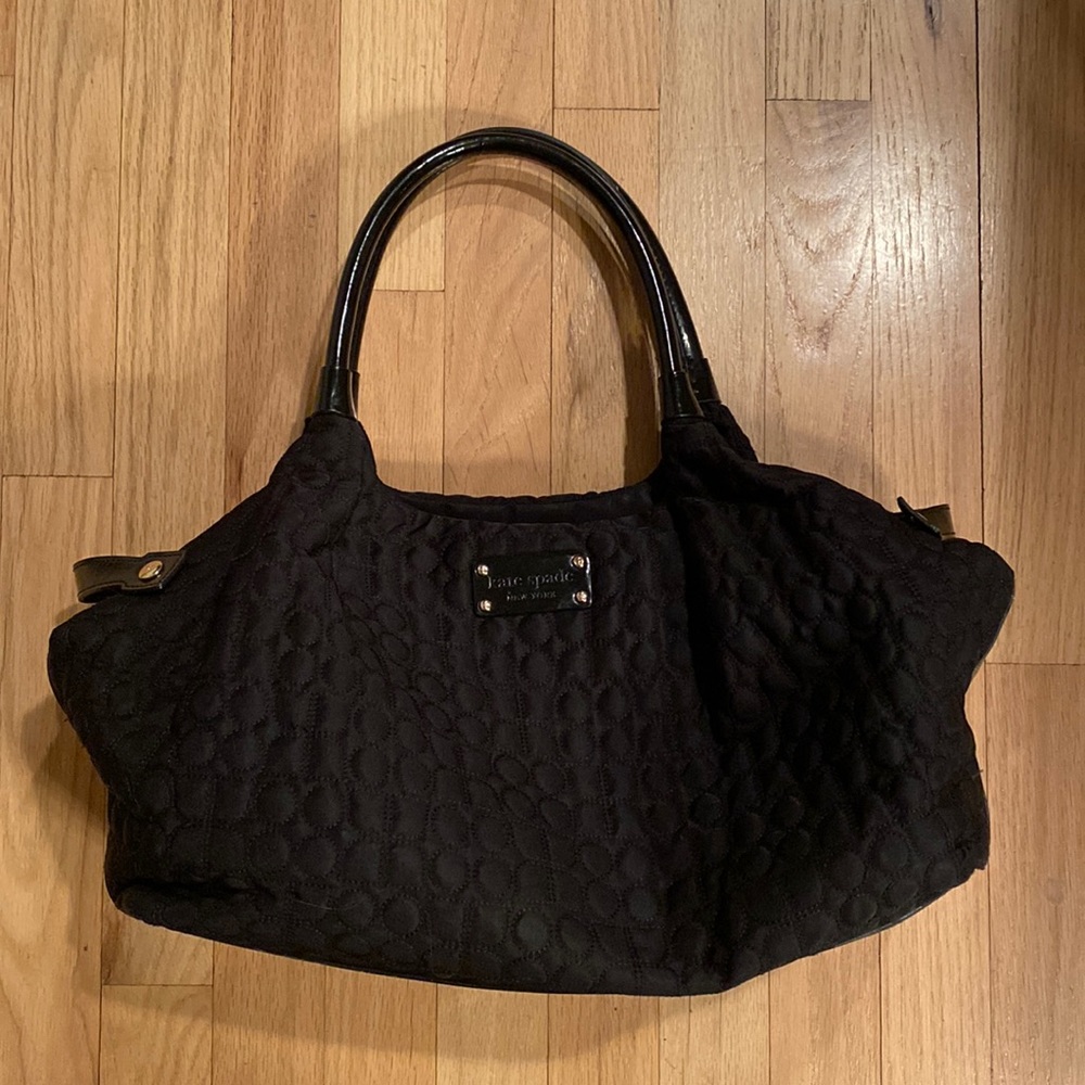 Black Kate Spade large handbag with logo stitching